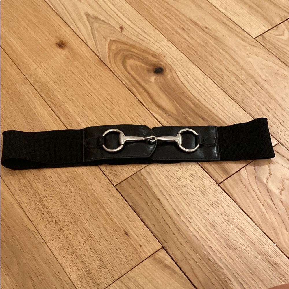 Black Leather Belt with Silver Buckle